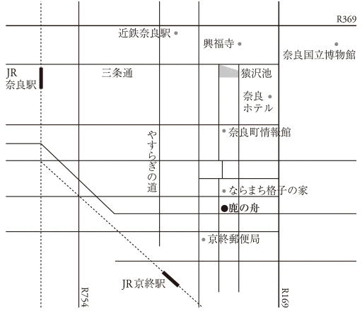 鹿の舟までの案内図です。